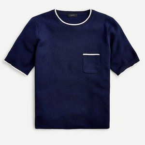 NWT-L-J.Crew Short-sleeve sweater in merino wool - Navy Ivory